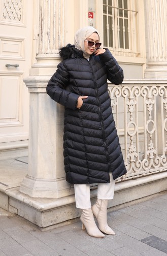 Doudoune à Capuche Zippée Grande Taille 0224-01 Noire 0224-01