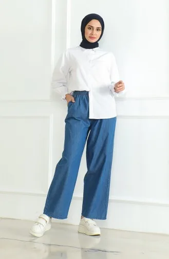Elastic Waist Tencel Trousers 0697-01 Light Blue 0697-01