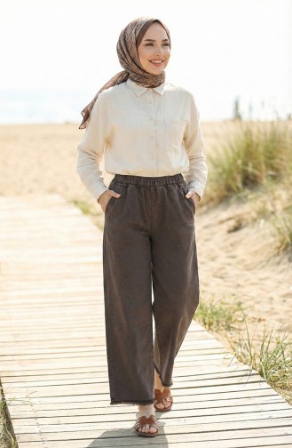 بنطلون دنيم مطاط الخصر 1793T-01 رمادي غامق 1793T-01