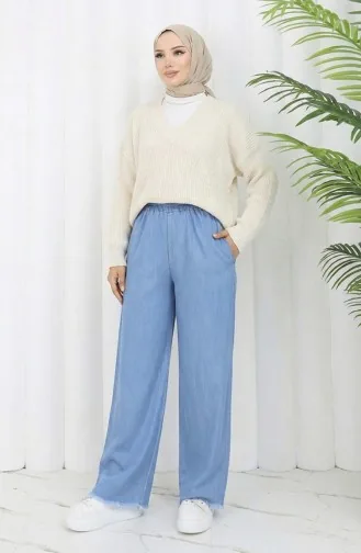 Tencel Fabric Elastic Waist Jeans 5827-01 Light Blue 5827-01