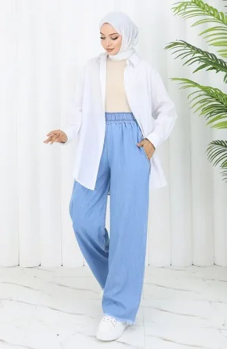 Tencel Fabric Elastic Waist Jeans 5827-01 Light Blue 5827-01