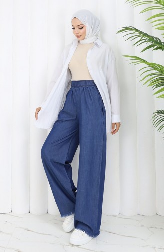 Tensel Kumaş Beli Lastikli Kot Pantolon 5827-03 Lacivert