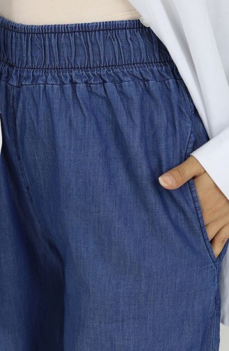 Tensel Kumaş Beli Lastikli Kot Pantolon 5827-03 Lacivert