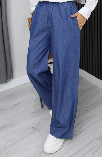 Tensel Beli Lastikli Kot Pantolon 7568-07 Koyu Lacivert
