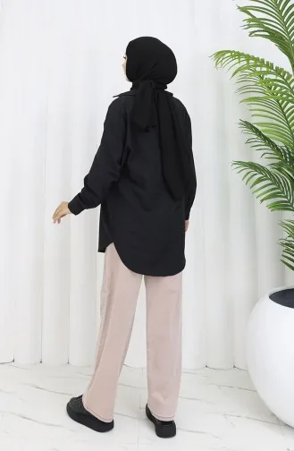 بنطال جينز بتصميم مطاط عند الخصر 9633-03 لون وردي 9633-03