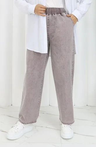 Beli Lastikli Kot Pantolon 9633-04 Açık Gül Kurusu