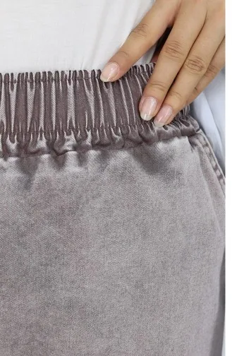 Beli Lastikli Kot Pantolon 9633-04 Açık Gül Kurusu