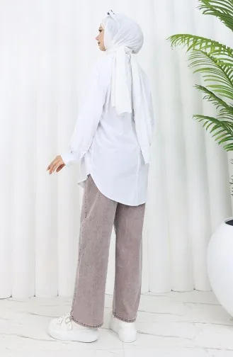 Beli Lastikli Kot Pantolon 9633-04 Açık Gül Kurusu