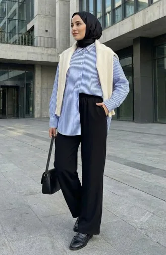 Pantalon à Poches Et Taille élastique 0118-01 Noir 0118-01