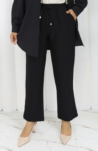 Elastic Waist Pocket Trousers 0118-01 Black 0118-01