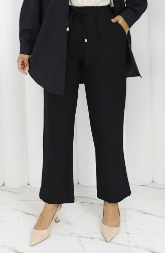Pantalon à Poches Et Taille élastique 0118-01 Noir 0118-01