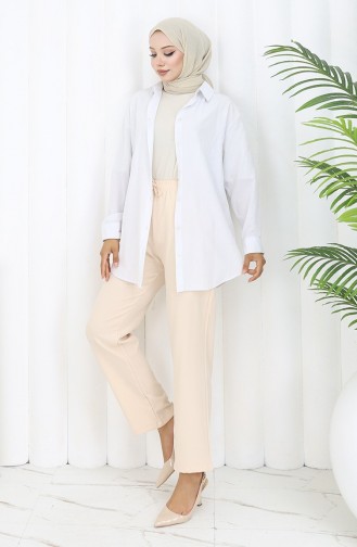 Elastic Waist Pocket Trousers 0118-02 Cream 0118-02