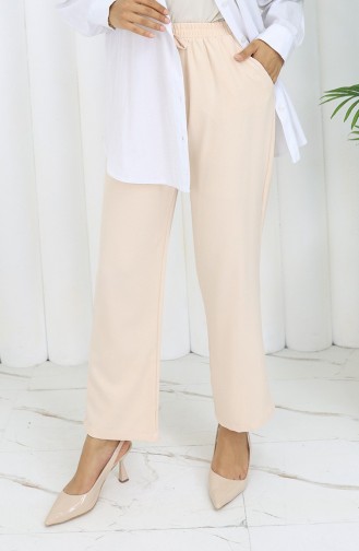 Elastic Waist Pocket Trousers 0118-02 Cream 0118-02