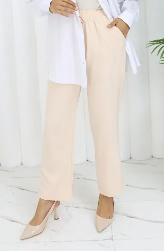 Pantalon à Poches Et Taille élastique 0118-02 Crème 0118-02