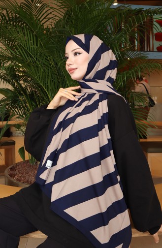 Patterned Shawl 70338-01 Navy Blue Mink 70338-01