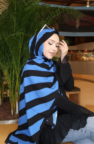 Patterned Shawl 70338-03 Black Blue 70338-03