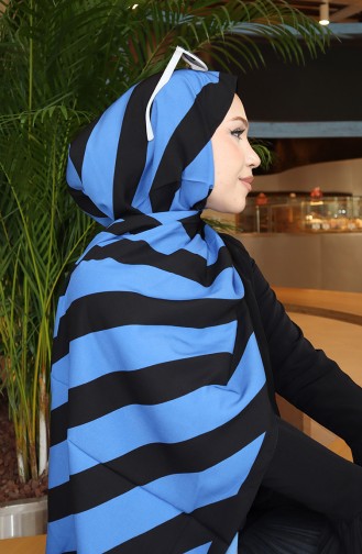 Patterned Shawl 70338-03 Black Blue 70338-03