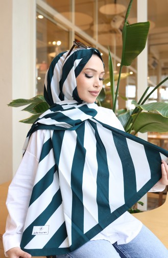 Patterned Shawl 70338-04 Ecru Petrol 70338-04