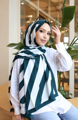 Patterned Shawl 70338-04 Ecru Petrol 70338-04