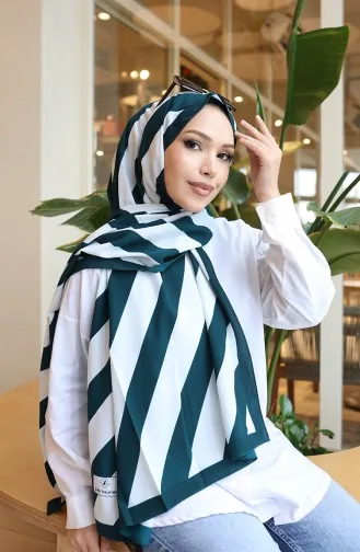 Châle à Motifs 70338-04 Écru Pétrole 70338-04