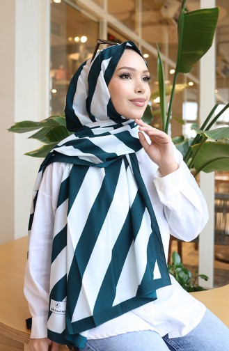 Patterned Shawl 70338-04 Ecru Petrol 70338-04