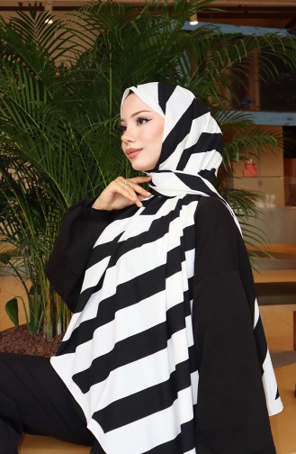 Patterned Shawl 70338-05 Ecru Black 70338-05