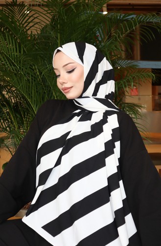 Patterned Shawl 70338-05 Ecru Black 70338-05