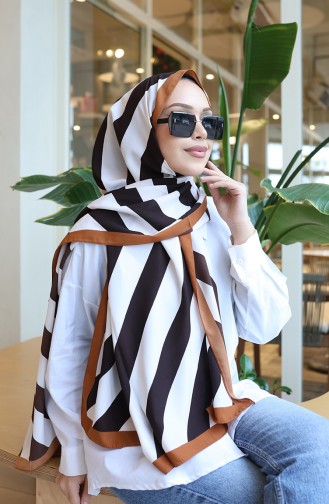 Patterned Shawl 70338-08 Brown Ecru 70338-08
