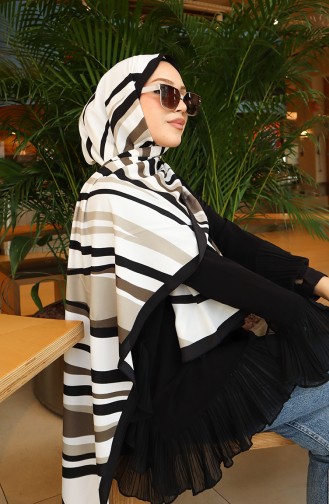 Patterned Capri Shawl 70339-01 Black Mink 70339-01