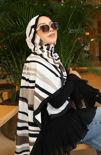 Patterned Capri Shawl 70339-01 Black Mink 70339-01