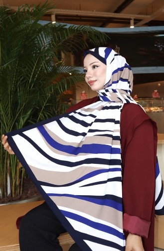 Patterned Capri Shawl 70339-03 Navy Blue Saxe 70339-03