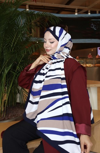 Patterned Capri Shawl 70339-03 Navy Blue Saxe 70339-03