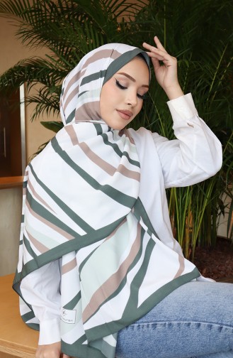 Patterned Capri Shawl 70339-04 Almond Green Mink 70339-04