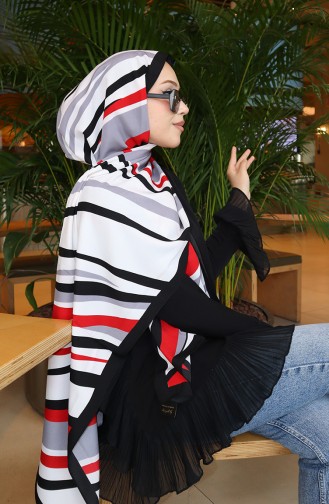 Patterned Capri Shawl 70339-06 Red Black 70339-06