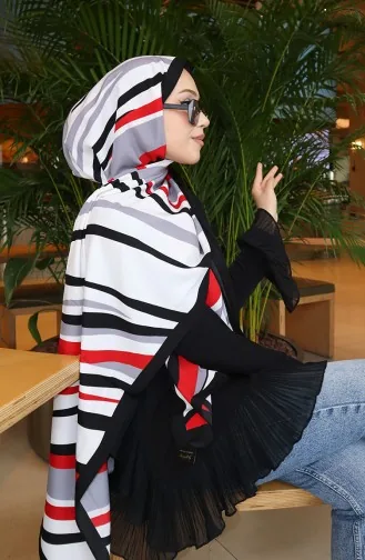 Patterned Capri Shawl 70339-06 Red Black 70339-06