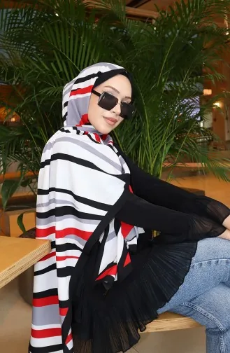 Patterned Capri Shawl 70339-06 Red Black 70339-06