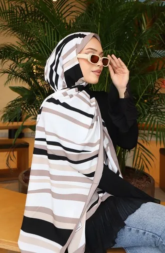 Gestreepte Capri-sjaal 70339-07 Mink Black 70339-07