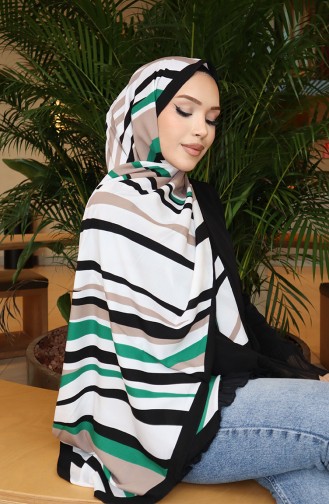 Patterned Capri Shawl 70339-08 Black Green 70339-08