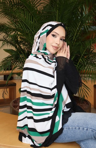 Patterned Capri Shawl 70339-08 Black Green 70339-08