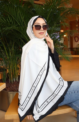 Stripe Detailed Shawl 70340-01 Black Ecru 70340-01