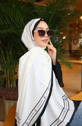 Stripe Detailed Shawl 70340-01 Black Ecru 70340-01