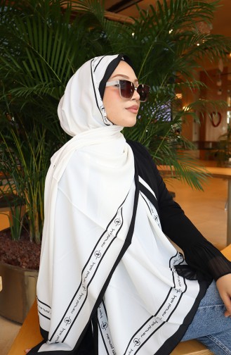 Stripe Detailed Shawl 70340-01 Black Ecru 70340-01