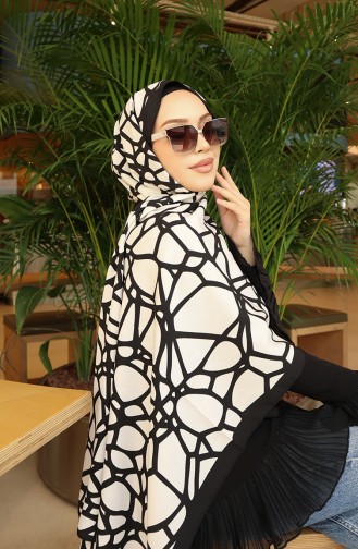 Châle Capri à Motif Géométrique 70343-01 Noir Écru 70343-01