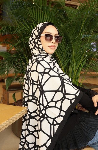 Châle Capri à Motif Géométrique 70343-01 Noir Écru 70343-01