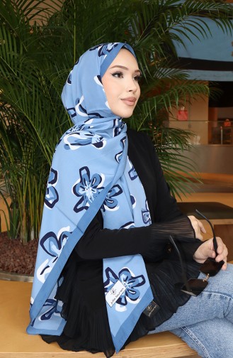 Capri-Schal Mit Blumenmuster 70344-03 Indigo Schwarz 70344-03