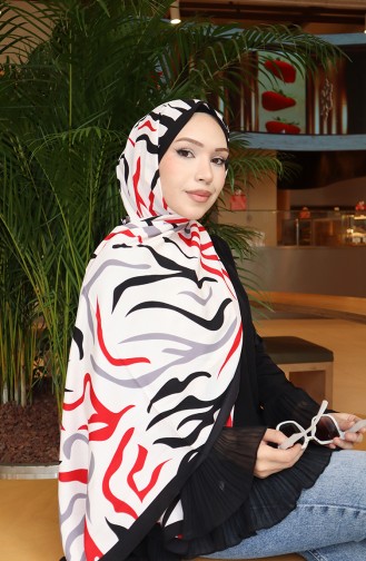 Patterned Capri Shawl 70347-01 Black Red 70347-01