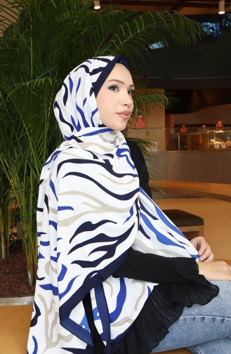 Patterned Capri Shawl 70347-02 Navy Blue Saxe 70347-02