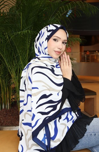 Patterned Capri Shawl 70347-02 Navy Blue Saxe 70347-02