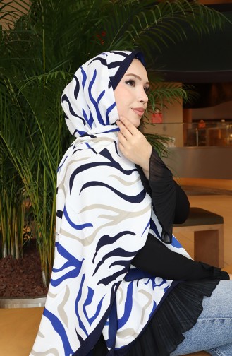 Patterned Capri Shawl 70347-02 Navy Blue Saxe 70347-02