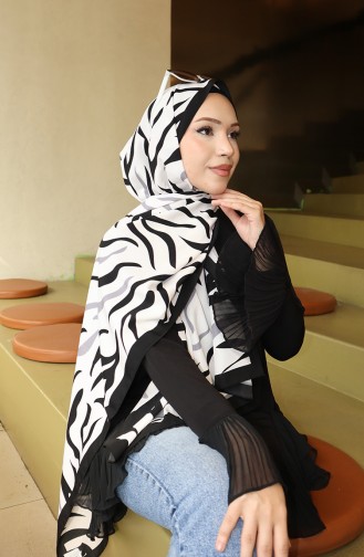 Patterned Capri Shawl 70347-05 Black Ecru 70347-05